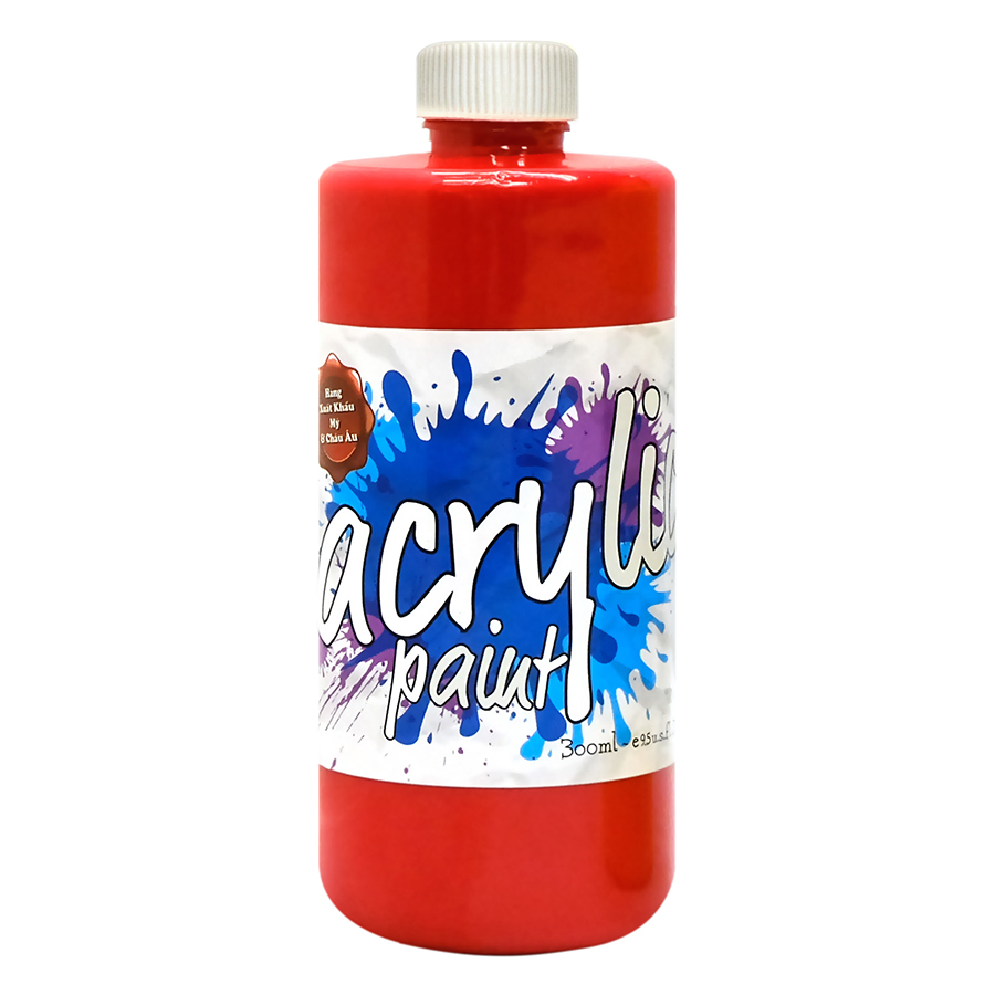 Chai Màu Vẽ Acrylic 300ml - Đỏ