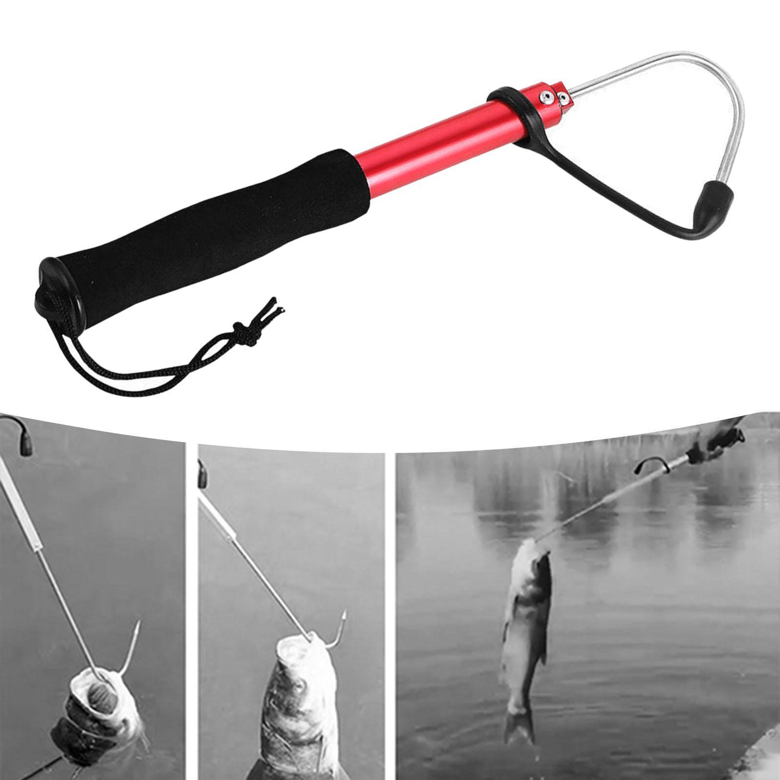 Fishing Gaff Fish Gripper Retractable Stainless Steel Fish Holder Saltwater Foldable Boat Fishing Durable Fish Lip Gripper Fishing Grip Tool