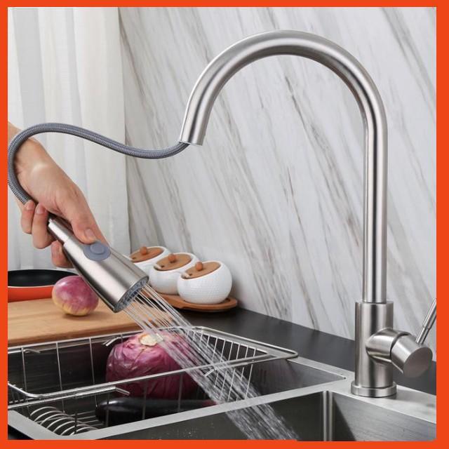 Khuyến mãi - Vòi nước rửa chén Nóng lạnh dây kéo rút INOX 304