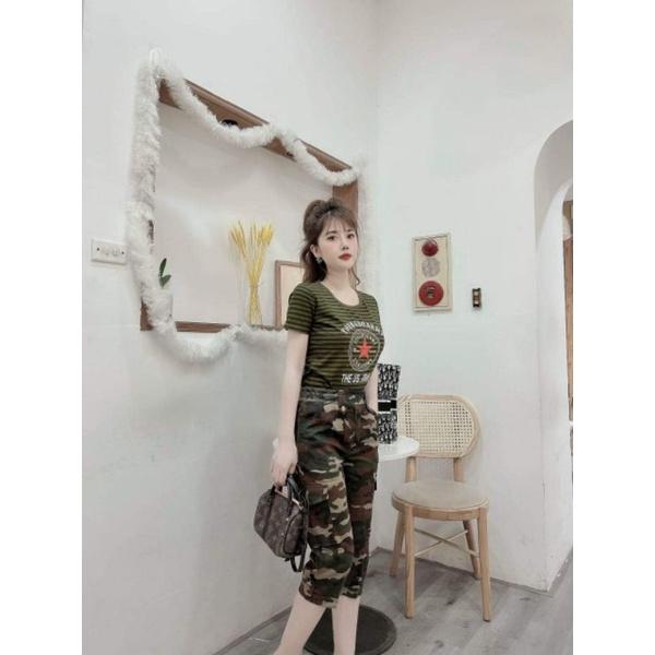 Bộ đồ lính lửng áo thun quần kaki