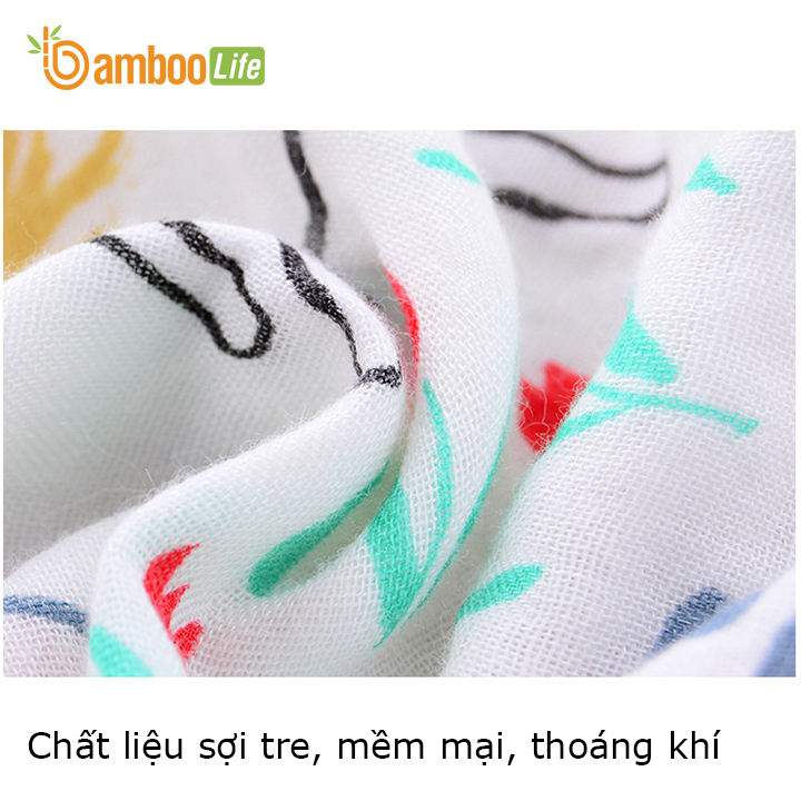 Set 5 Khăn yếm tam giác cho bé Bamboo Life hàng chính hãng từ sợi tre 4 lớp Khăn yếm quàng cổ giữ ấm cho bé sơ sinh