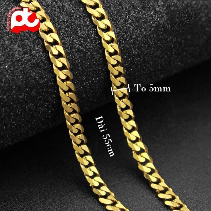 Dây chuyền nam cao cấp titan titan thép không gỉ lặc xéo trangsucpt kích cỡ 5mm mạ vàng PTDCNA176