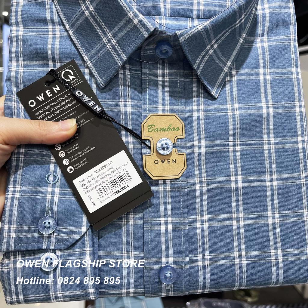 Áo Sơ mi Owen nam dài tay dáng Slimfit sợi Tre mềm mịn mát Mã AS220951D