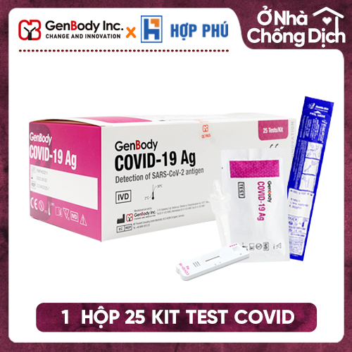 [CHỈ TỪ 5X] - Hộp 25 bộ Test nhanh Hàn Quốc GenBody COVlD-19 Ag cho kết quả nhanh chỉ 15 phút (Dành cho tập thể 25 người)