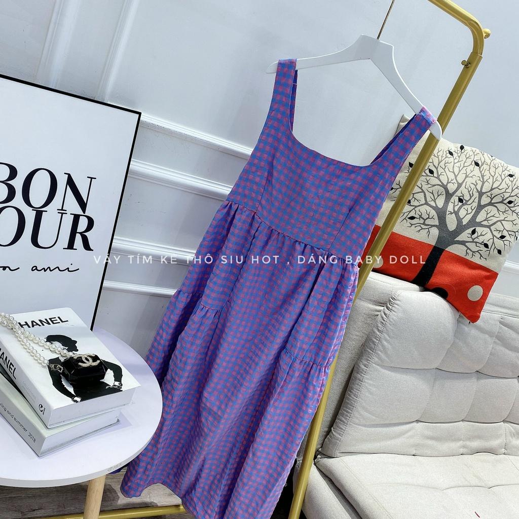 Váy Đầm Babydoll 2S thiết kế dáng bồng chất đũi thô màu tím mộng mơ bầu bí bon chen thoải mái