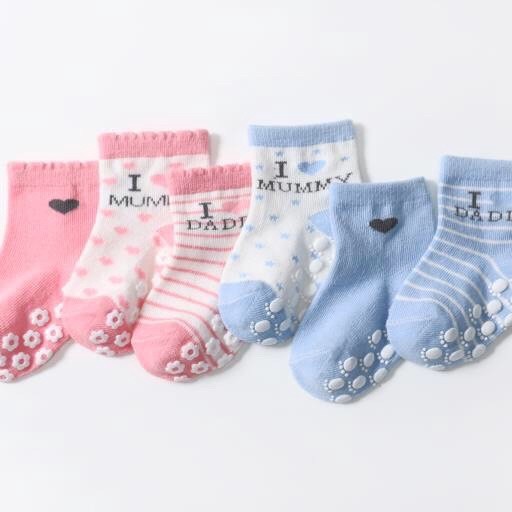 [FREE SHIP] Vớ (tất) cotton cổ cao chống trượt MUMMY DADDY (Set 3 đôi) cho bé