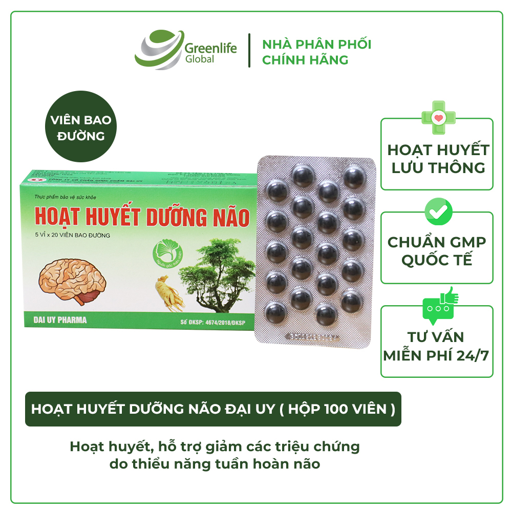 Hoat Huyết Dưỡng Não - Đại Uy (Hộp 5 vỉ x 20 Viên)