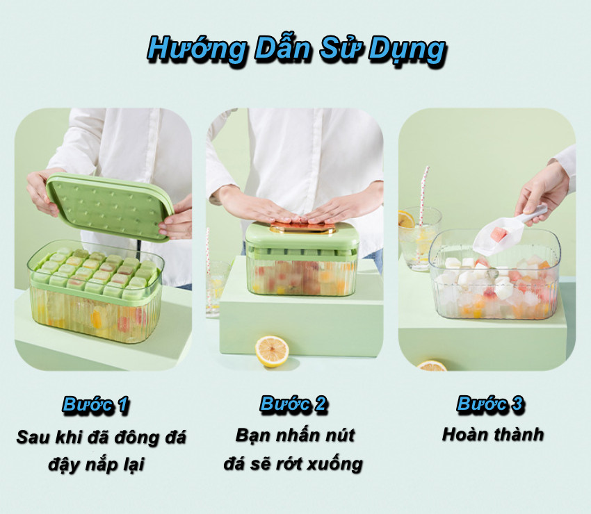 Bộ khay làm đá, ép lấy đá, đựng đá KACHEEG ICE TRAY cao cấp - Home and Garden