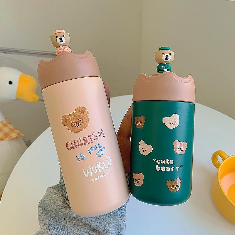 Bình giữ nhiệt 350ml nắp hình thú dễ thương độc đáo