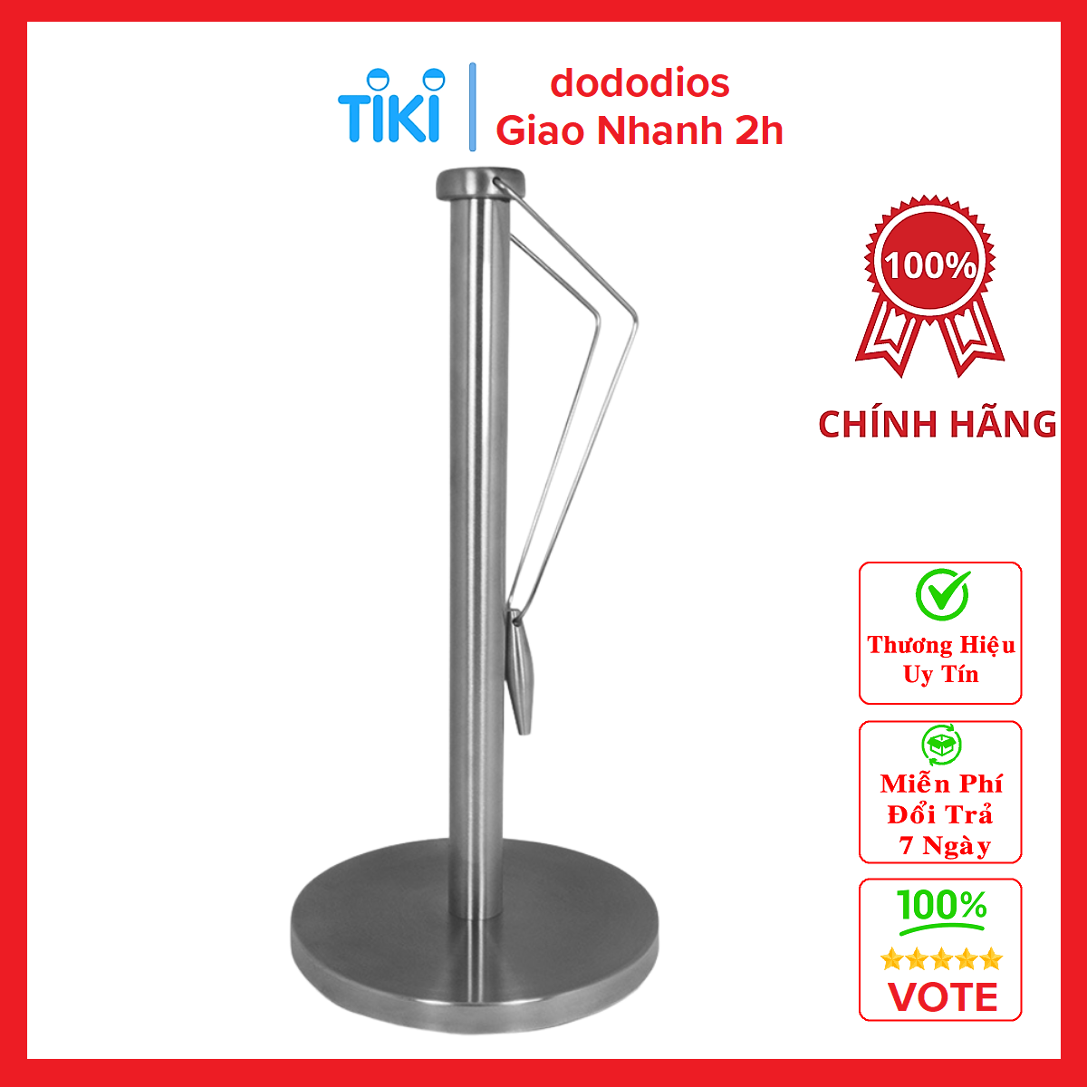 Cây Để Giấy Đứng Inox - Cọc Trụ Khăn Giấy Vệ Sinh, Giấy Ăn - Chính hãng dododios