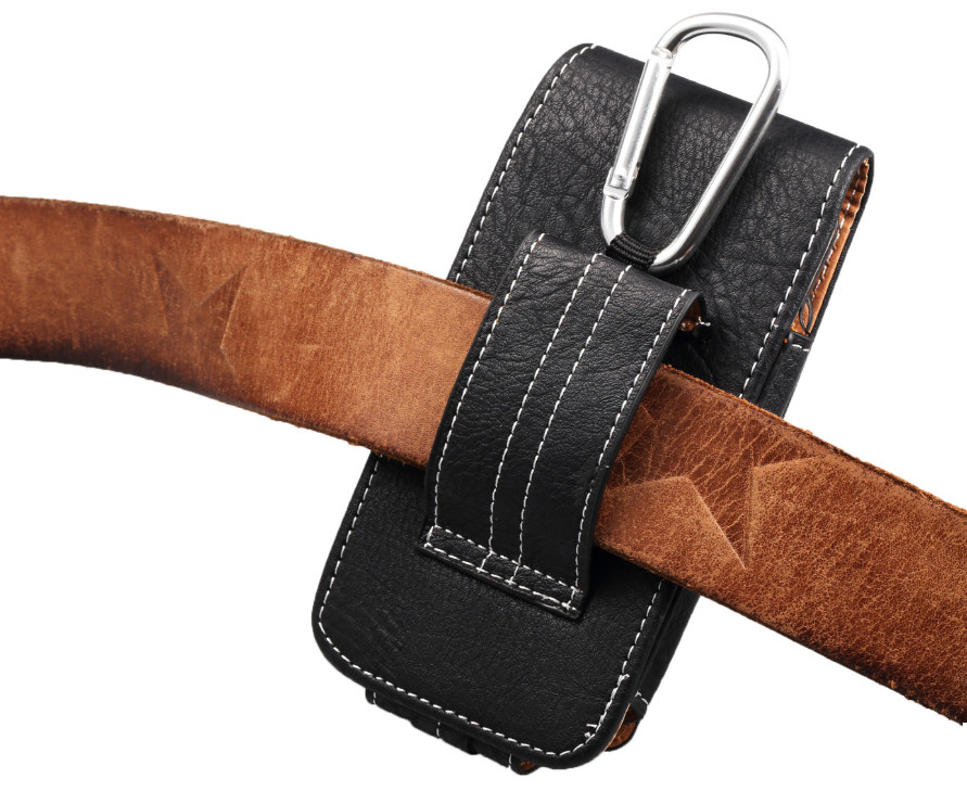 Bao Da Đeo Thắt Lưng Để 2 Điện Thoại Vintage Màu Đen