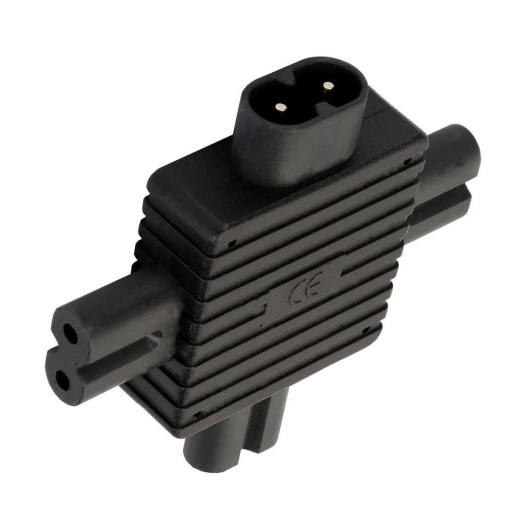 IEC C8 Male to 3X Female C7 Plug Splitter Power Adapter Connector