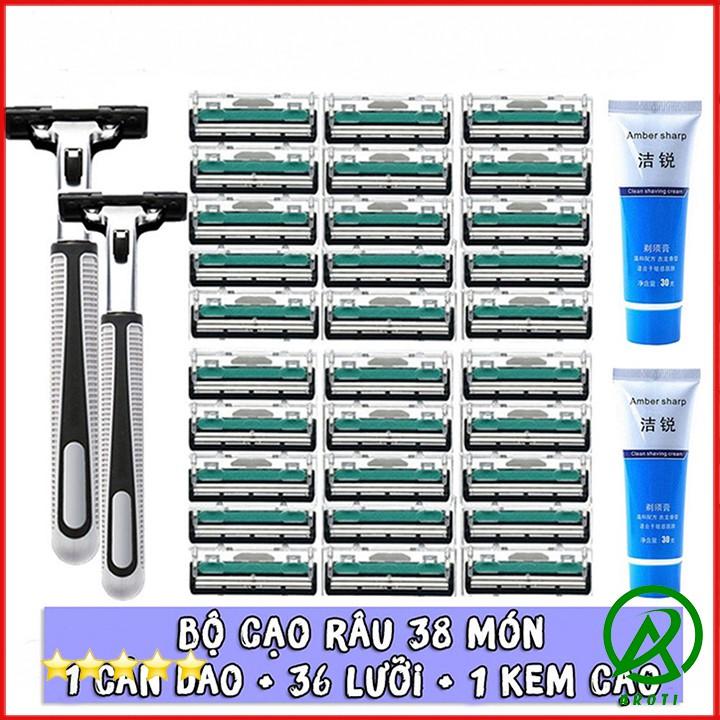 DAO CẠO RÂU 1 Bộ 36 Lưỡi Kép cực sắc + Tặng kem cạo râu Ảnh thật