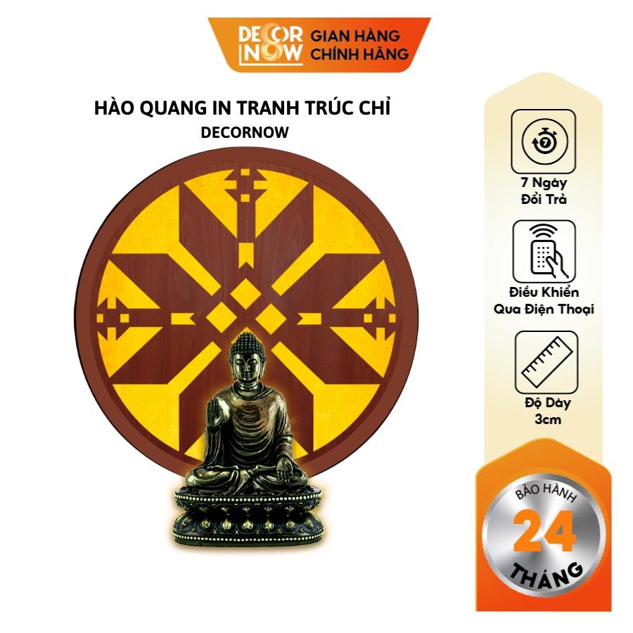Đèn Hào Quang Phật In Tranh Trúc Chỉ CNC DECORNOW 30,40 cm, Trang Trí Ban Thờ, Hào Quang Trúc Chỉ VÂN GỖ DCN-TCC12