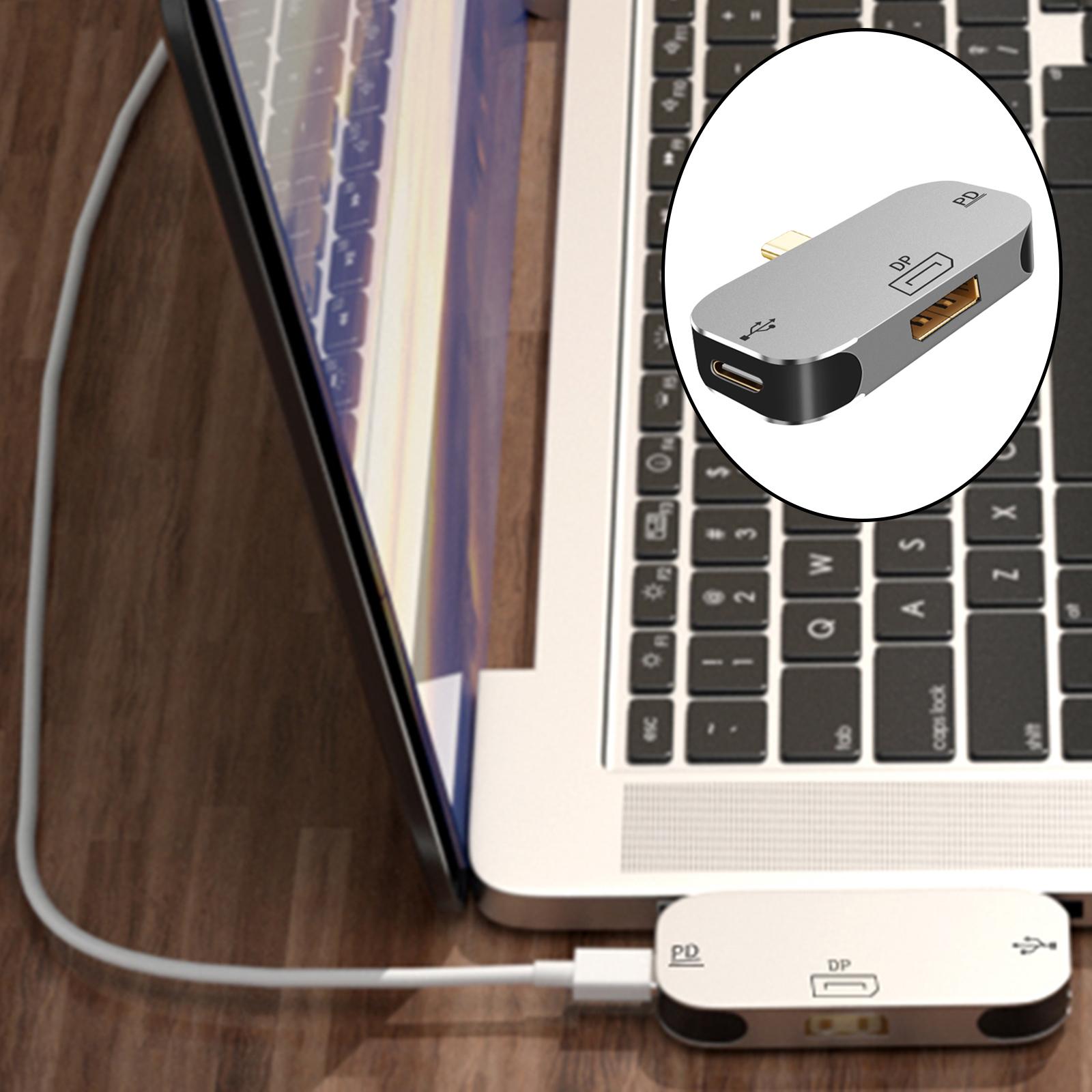 3 in1 Docking Station, DP PD Charging Port Splitter Adapter, Laptop Computer Portable USB Dock