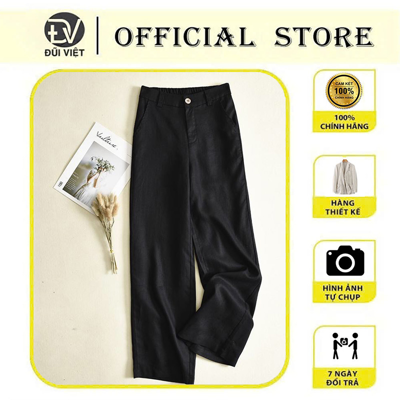 Quần Nam Ống Rộng Lưng Thun Chất Liệu Đũi - Đen - Xl