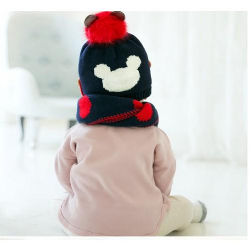 Set mũ nón len lót lông kèm khăn choàng dài cho bé TỪ 1-4 tuổi