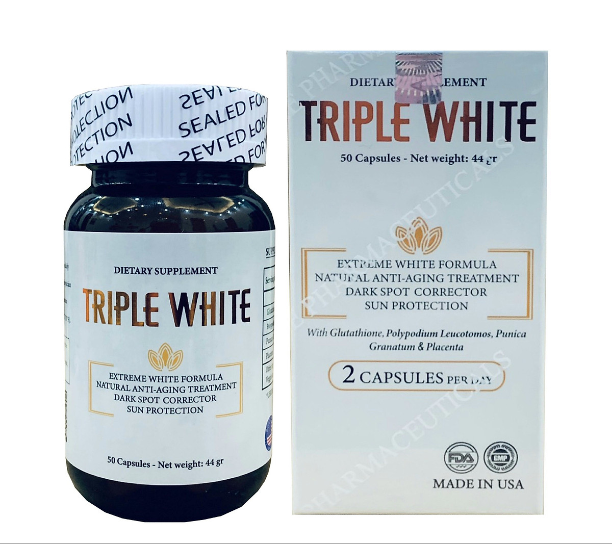 Viên uống trắng da Triple White Glutathione 1200 mg ( Hàng Nhập Khẩu Mỹ )