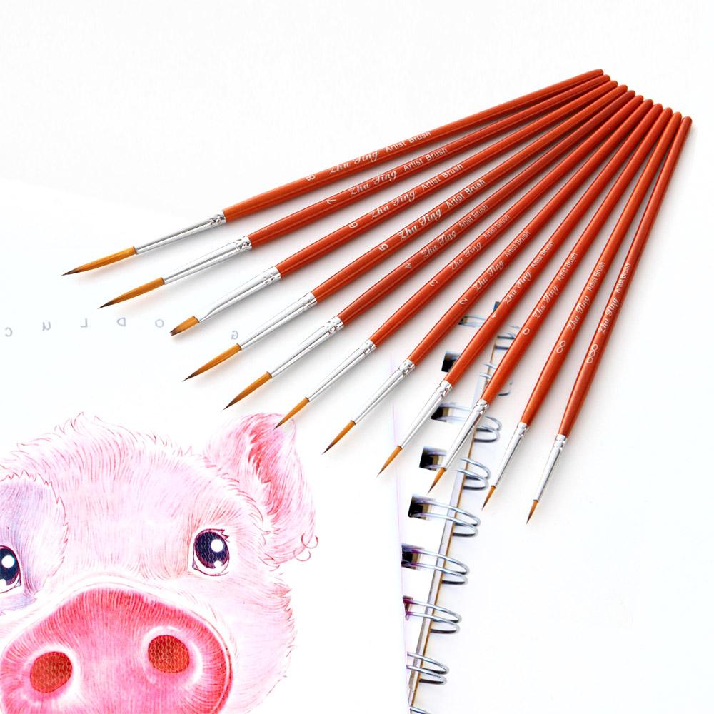 11 cái Vẽ Bộ Cọ Sơn Bộ Cọ Vẽ Nghệ Sĩ Nylon Tóc Tròn Tròn Bút Chi Tiết Bàn Chải Sơn cho Nghệ Sĩ Acrylic