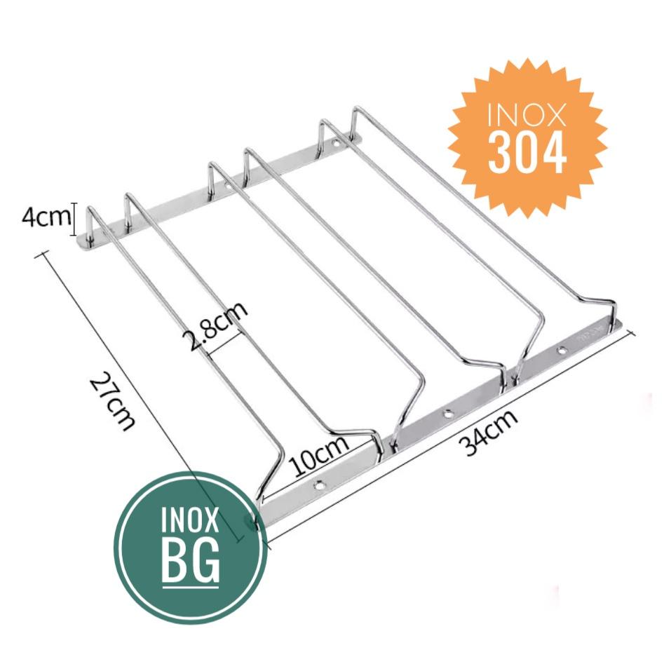Treo ly, Gài ly 1/2/3 hàng Inox304 cho tủ sâu 27cm