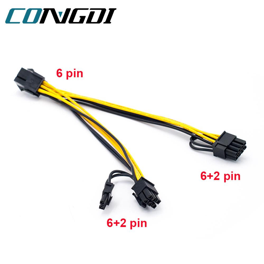 PCI-E 6-pin to Dual 6+2-pin  Power Splitter Cable Graphics Card PCIE PCI Express 6Pin to Dual 8 Pin Power Cable