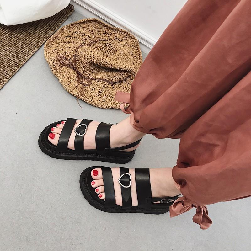 Sandal nữ đế độn cực dễ thương màu đen - SD3