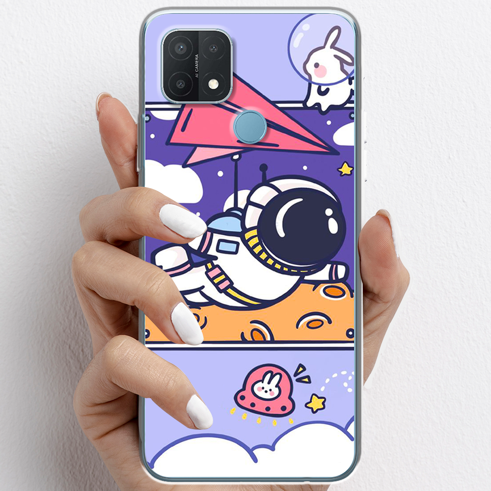 Ốp lưng cho Oppo A15, Oppo A15s nhựa TPU mẫu Phi hành gia tím
