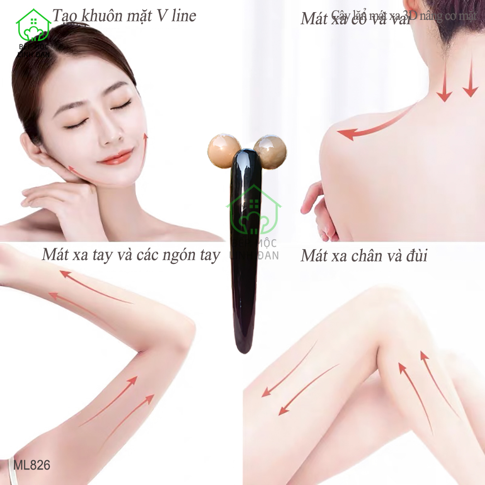 Cây Lăn Massage 3D Nâng Cơ Mặt Và Body Bằng Sừng Không Tĩnh Điện [ML826]