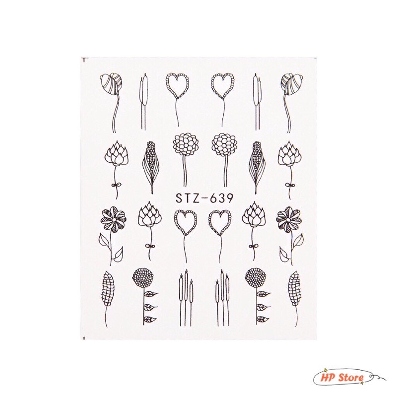 Miếng Dán Móng Hình Hoa, Lá Và Trái Tim 89 Sticker Các Kiểu Đa Dạng