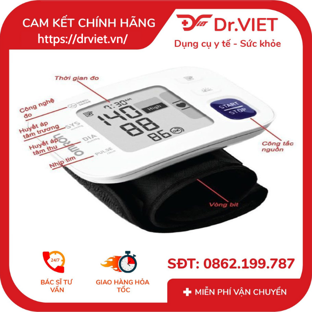 Máy đo huyết áp cổ tay Omron HEM-6181 Chính hãng ,đo huyết áp nhịp tim tự động và chính xác,cảnh báo huyết áp cao, phát hiện nhịp tim bất thường,tự động tìm vị trí đặt cổ tay đúng tư thế,thiết kế nhỏ gọn,bảo hành 5 năm