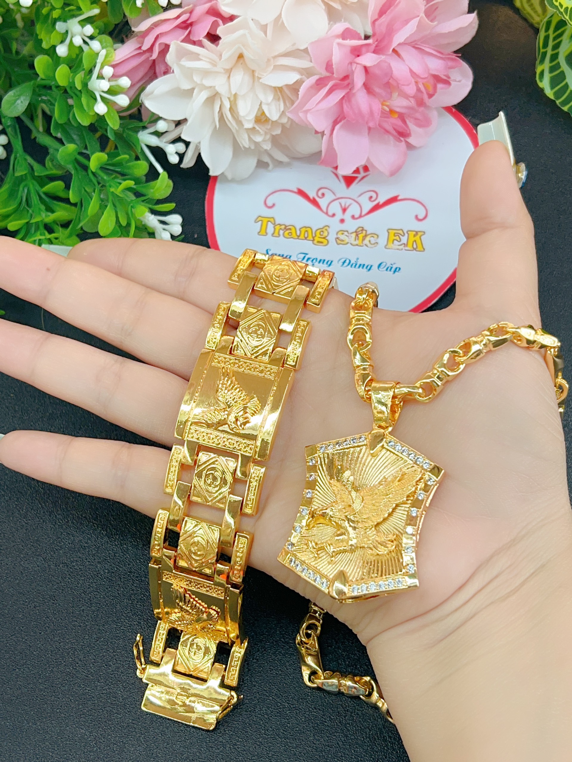 Combo dây chuyền lắc tay nam mạ 24.k cao cấp EK501