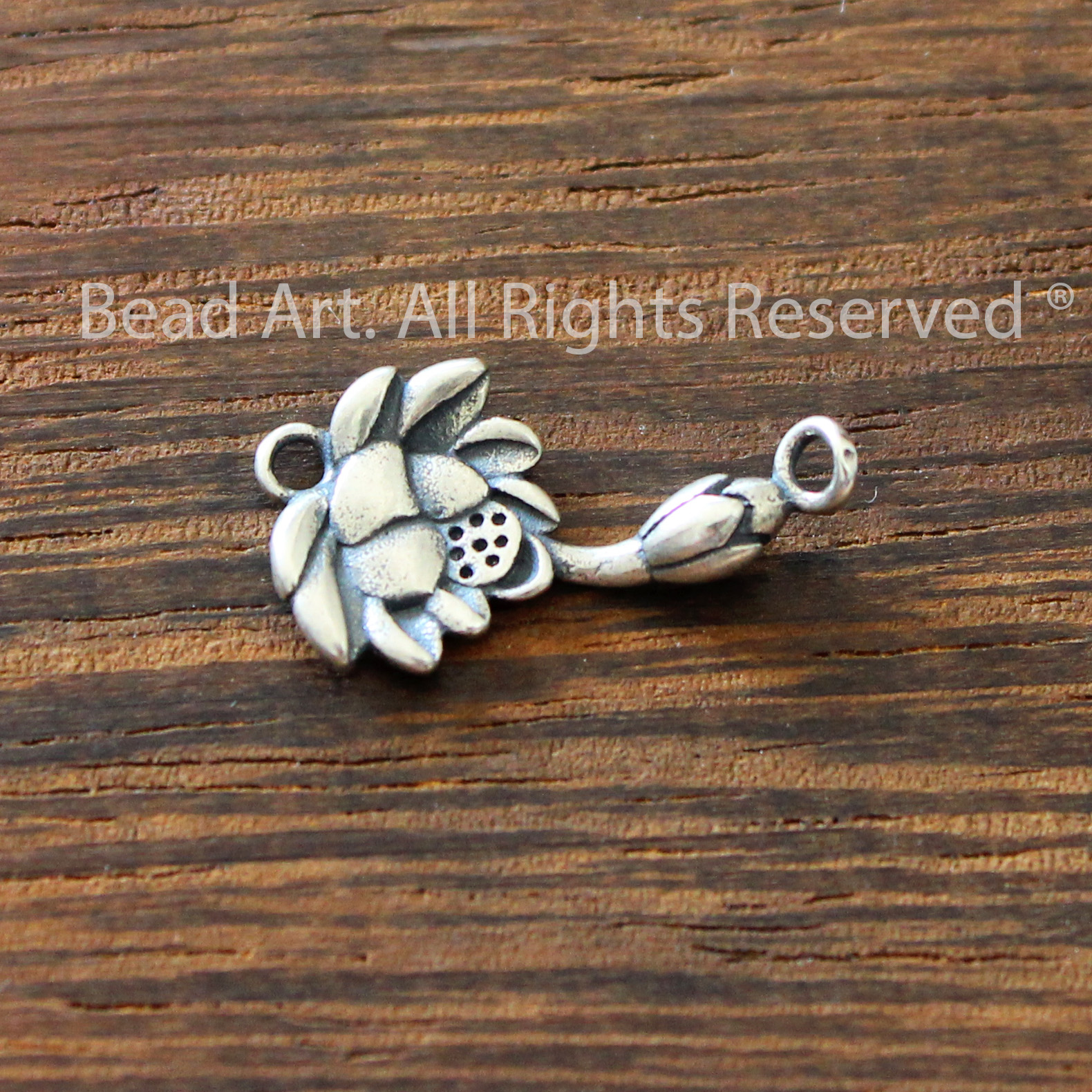 16x10 Charm Hoa Sen Bạc 925 Xỏ Hai Đầu, Phụ Kiện Phối Vòng Tay Phong Thuỷ, Chuỗi Hạt - Bead Art