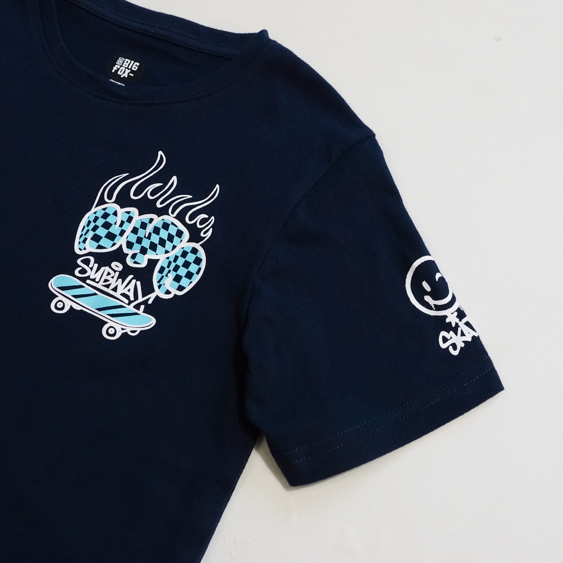 Bộ đồ bé trai cộc tay Bigfox Miss Meow size đại mặc nhà mùa hè vải cotton cho trẻ em nam 3-11 tuổi