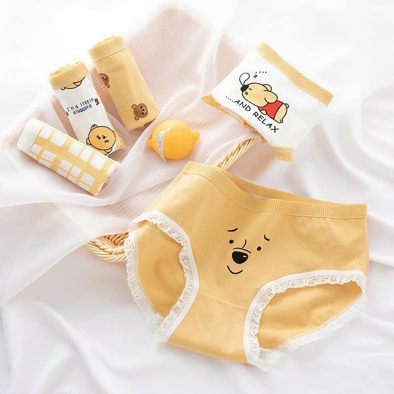 LỐ 10 QUẦN LÓT HÌNH GẤU VÀNG SIÊU DỄ THƯƠNG CHẤT COTTON MỀM MỊN