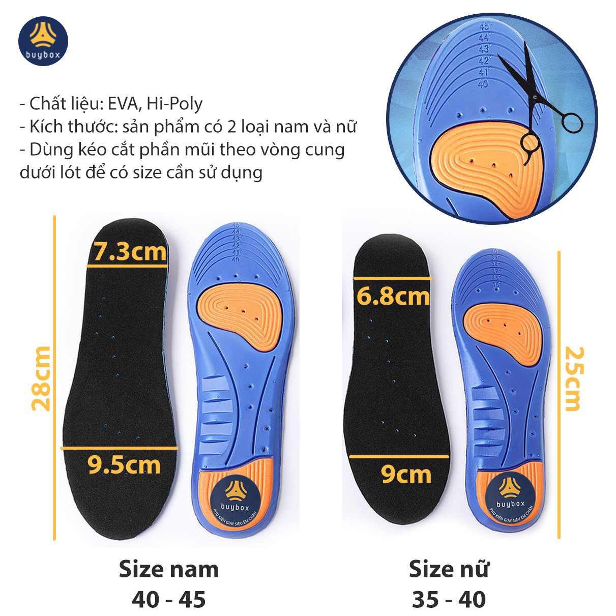 Bộ 3 mẫu lót giày thể thao, đêm êm bàn chân khi vận động, dùng để thay thế lót cũ - Buybox - BBPK26_BBPK128_BBPK155