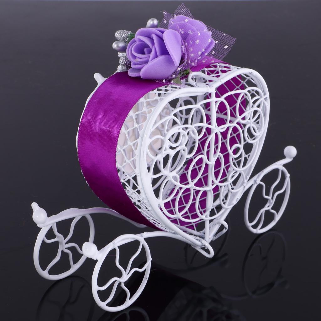 6Pieces Carriage Candy Chocolate Boxes Wedding Party Favour Decor Box Purple