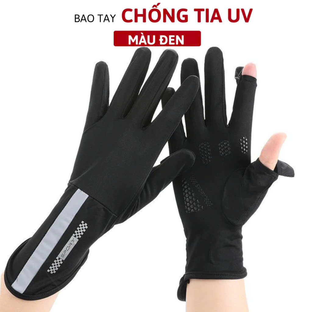 Găng Tay Hở 2 Ngón Unisex Chống Nắng, Có Thể Sử Dụng Cảm Ứng Điện Thoại UV UPF50+ MÀU GHI ĐẬM