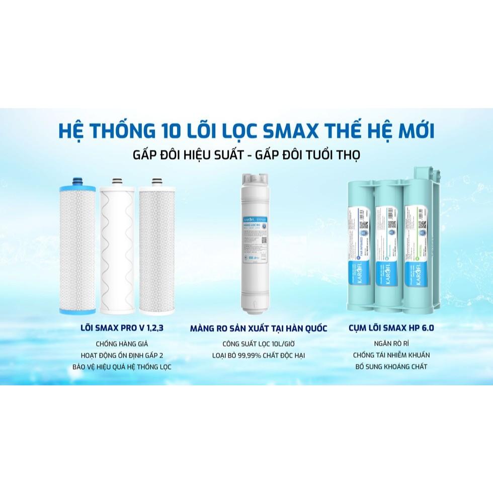 [TẶNG BỘ LÕI] Máy Lọc Nước RO Karofi KAQ-U50K – 10 Lõi Lọc Smax, Hệ Lõi HP 6.0 Bổ Sung Khoáng - Hàng Chính Hãng