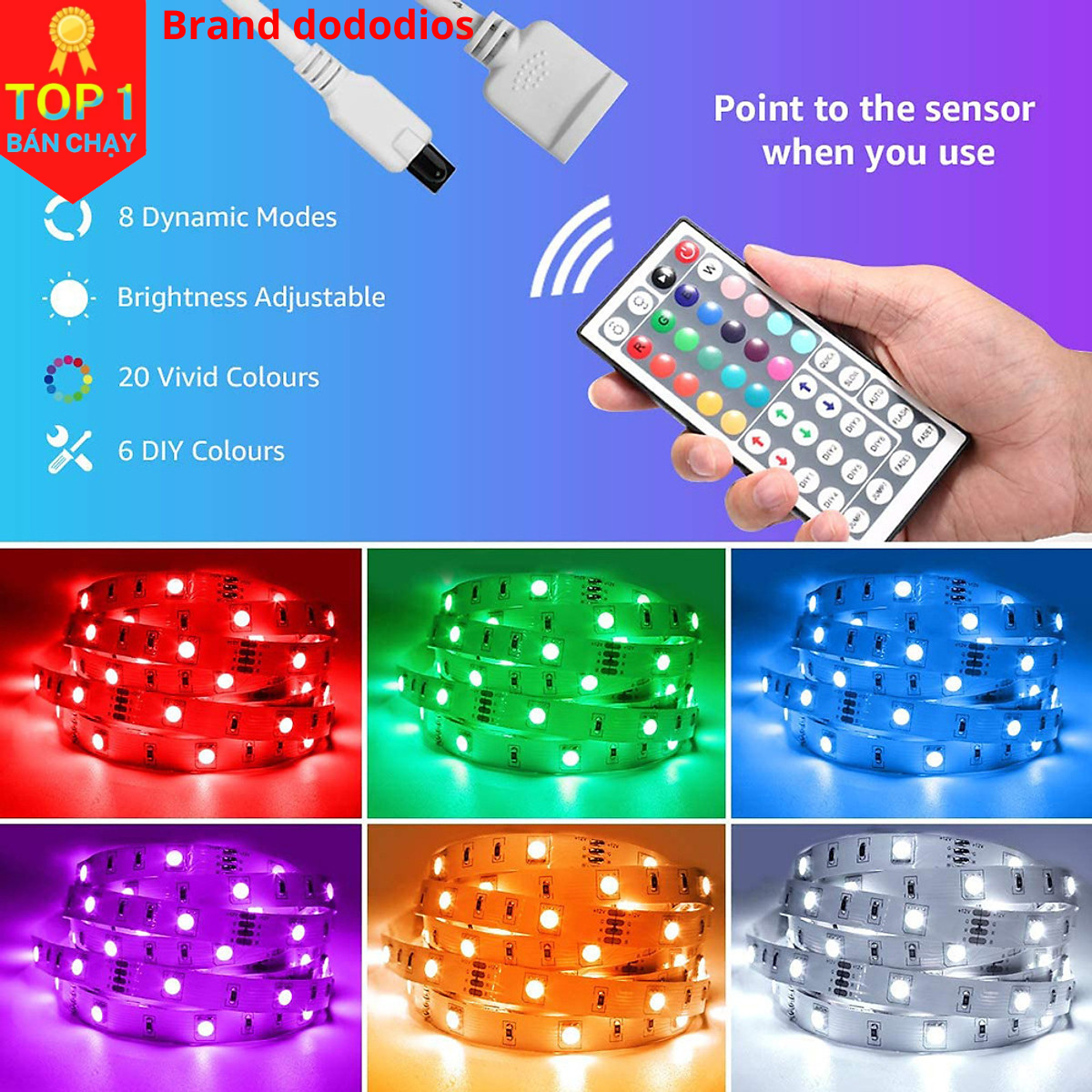 Cuộn Đèn LED Trang Trí Quấn Cây RGB Siêu Sáng, Dài 5m/10m Kèm Remote 44 Phím Quấn Cây Chống Nước, Trang Trí Phòng, Dán Tường, Bàn Máy Tính, Tạo Không Gian Quay Video tiktok