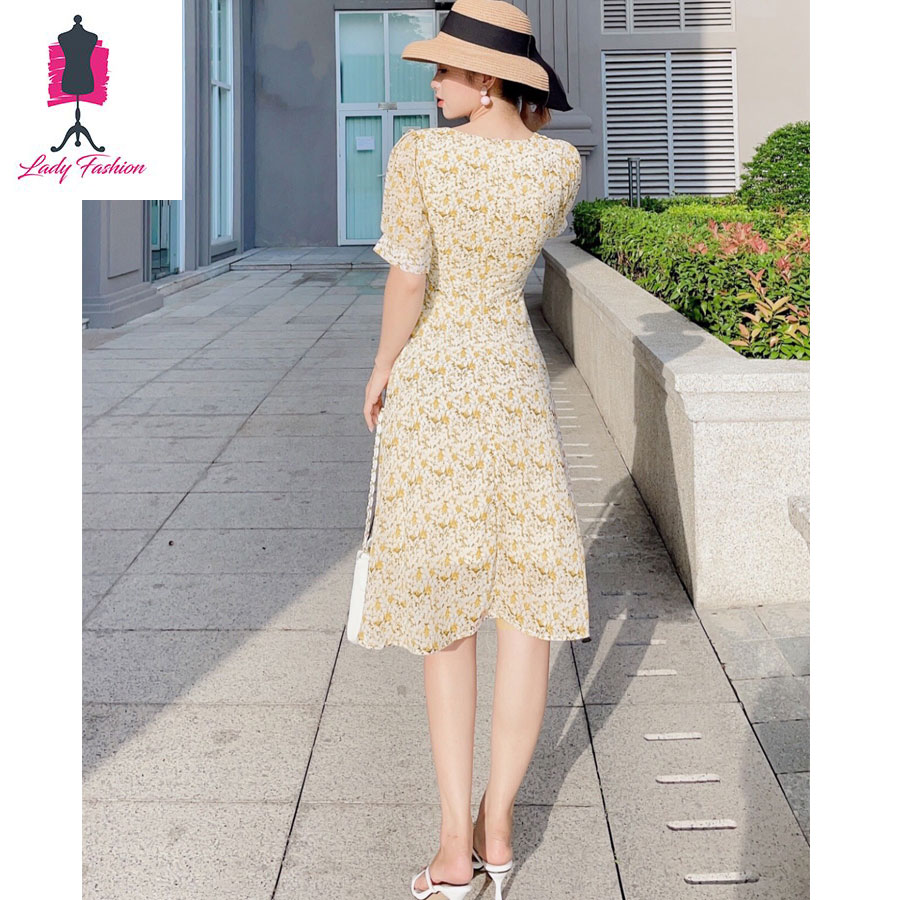 Đầm vol xòe hoa nhí cao cấp -MS017