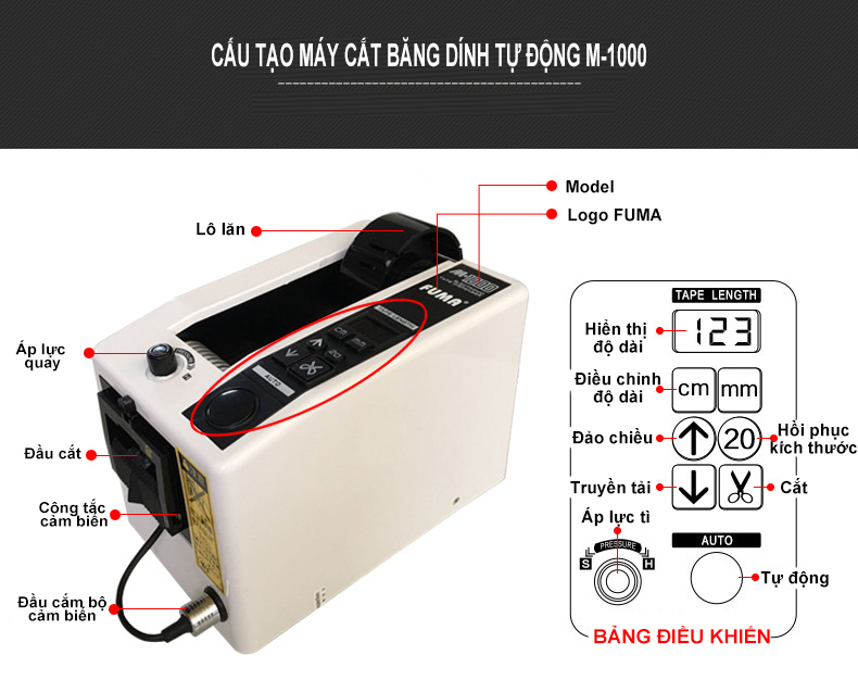 Máy cắt băng dính tự động M1000