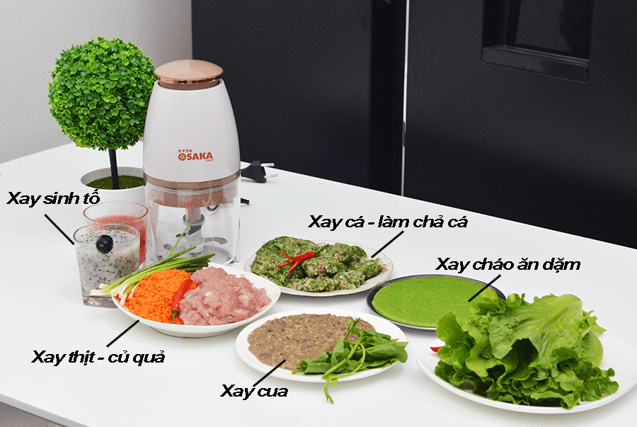 Máy Xay Cắt Đa Năng OSAKA Nắp Đồng Nhật Bản 700ml lưỡi xay kép 350W, Máy Xay Thịt Cá, Xay Sinh Tố - Hàng Chính Hãng