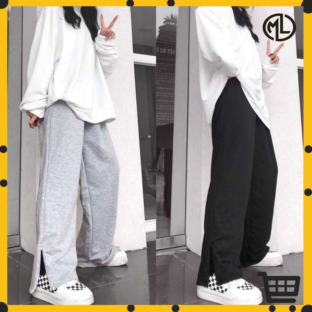 Quần thun nữ ống suông phối zip - phong cách trẻ trung năng động unisex - MAYLANSTORE