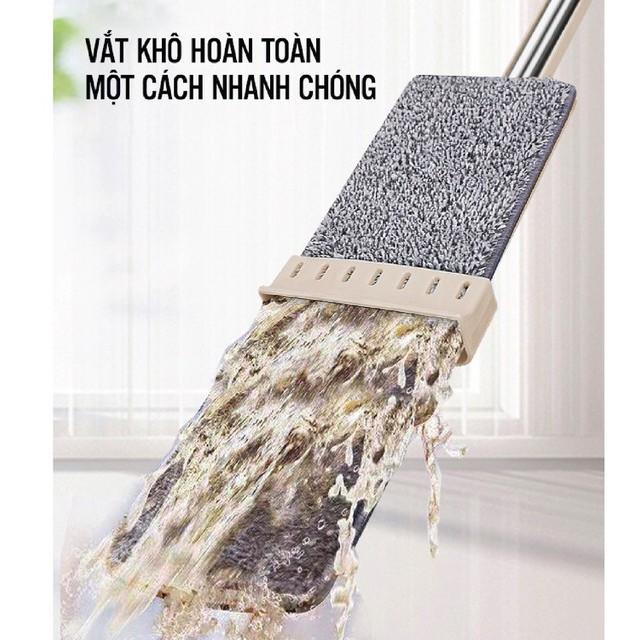 Cây Lau Nhà Tự Vắt Phẳng Thông Minh Spin Mop Xoay 360 Độ_ Tặng Kèm Hai Bông Lau