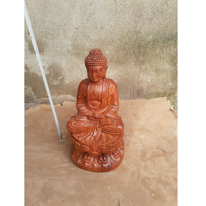 Tượng Phật Thích Ca Mâu Ni gỗ hương nguyên khối cao 30cm