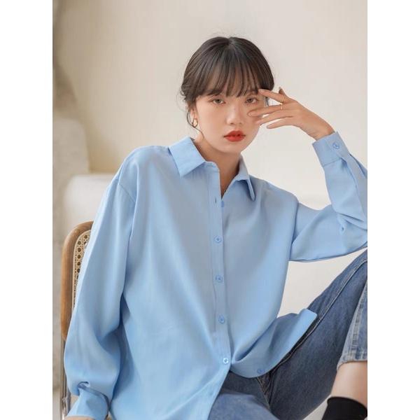 Áo Sơmi Nữ Basic nhiều sắc màu dài tay form rộng