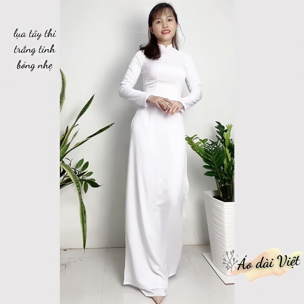 ÁO DÀI TRẮNG HỌC SINH TRUYỀN THỐNG MAY SẴN LỤA TÂY THI (ảnh thật kèm video)