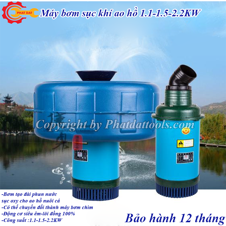 Máy bơm sục khí oxy hòa tan cho ao hồ nuôi cá, tạo đại phun nước-Công suất 1.1KW-1.5KW-2.2KW