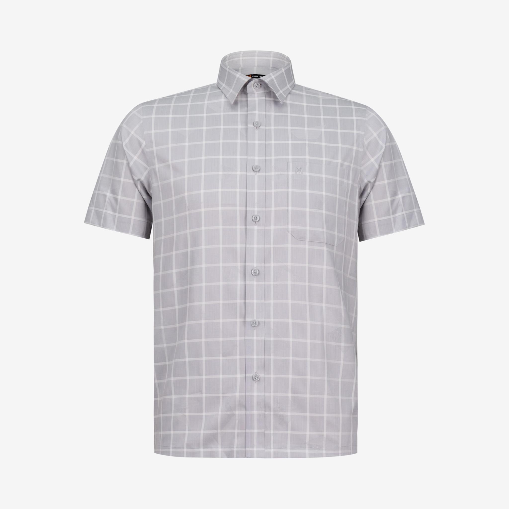 Áo sơ mi nam KHATOCO Tailor Fit ngắn tay A1MN538T2-CNCR733-2703-N