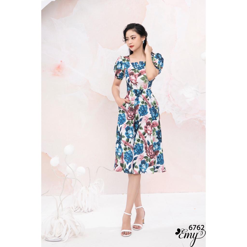 Đầm EMY EMY EM6762 Body Lụa Hoa Có Túi